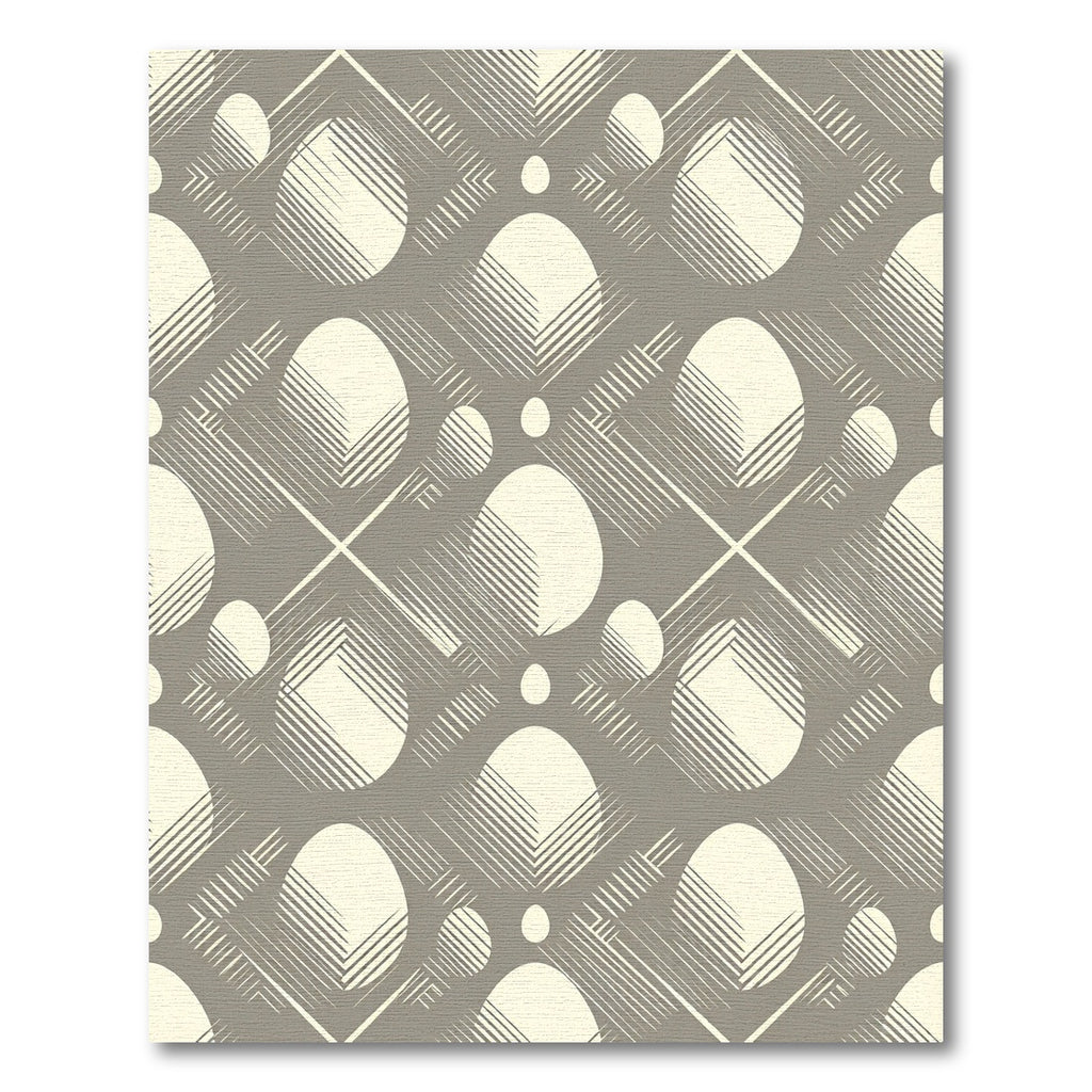 Sophisticated Taupe Geometric Egg Grid Rug