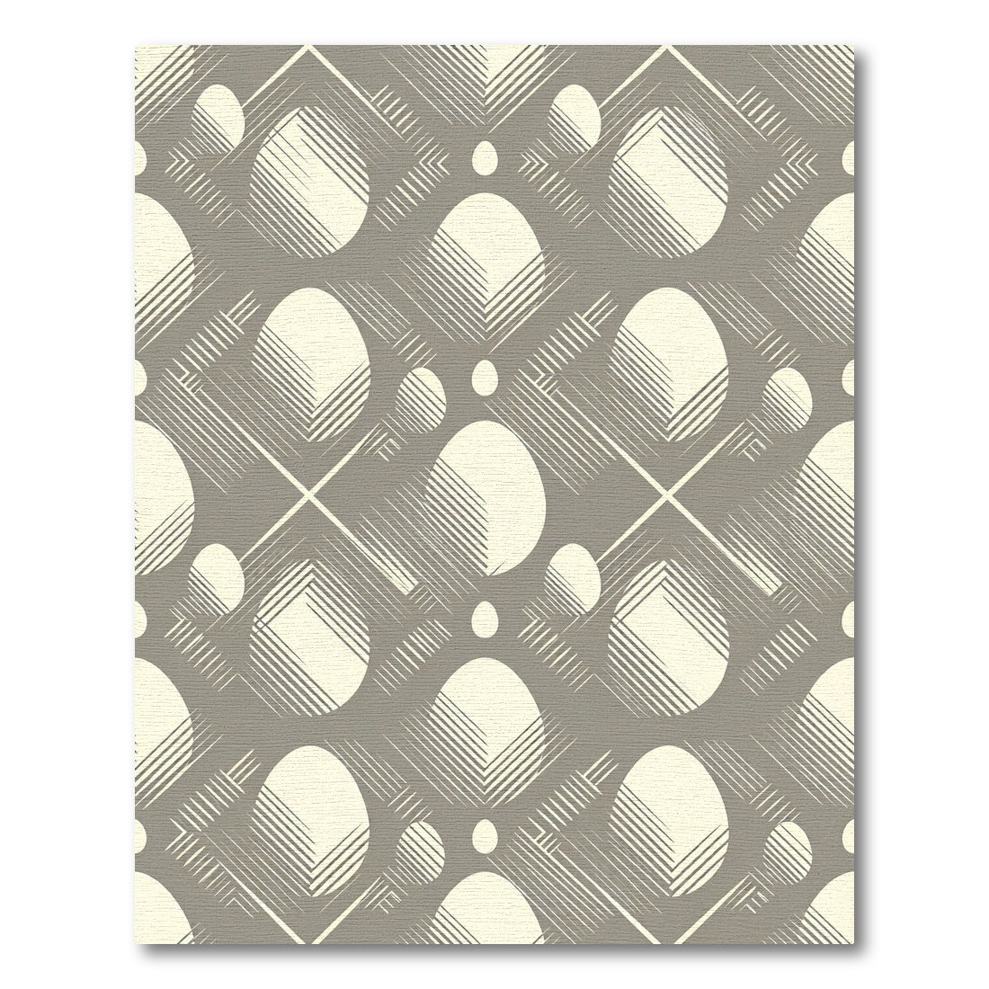 Sophisticated Taupe Geometric Egg Grid Rug
