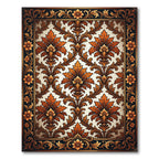 Ornate Russet Damask Acanthus Scroll Rug