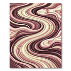 Earthy Abstract Cream and Burgundy Swirl Rug