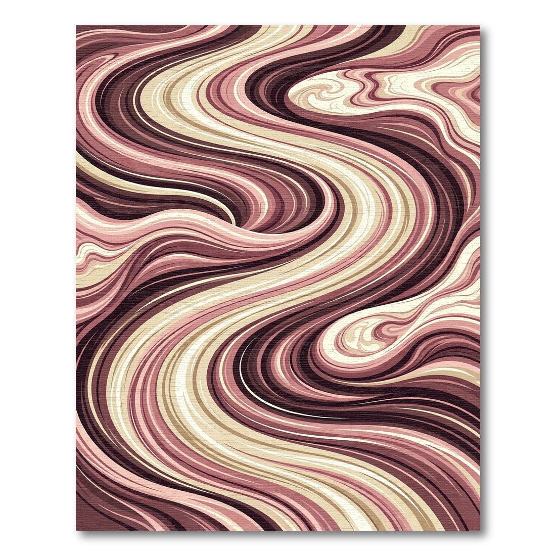 Earthy Abstract Cream and Burgundy Swirl Rug