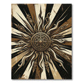 Radiant Gold Sunburst Abstract Medallion Rug