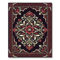 Elegant Crimson Floral Symmetry Art Rug