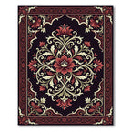 Elegant Crimson Floral Symmetry Art Rug