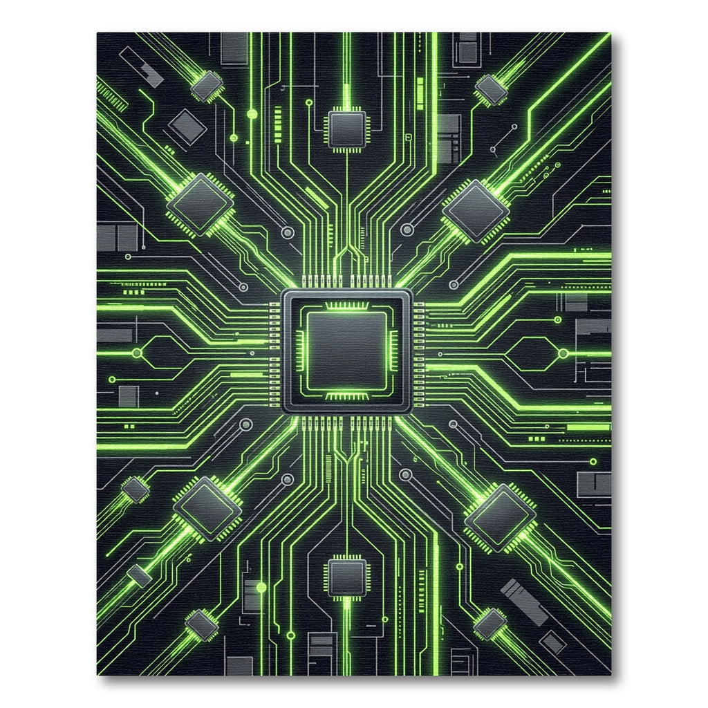 Neon Circuitry Cyber Grid Glow Rug