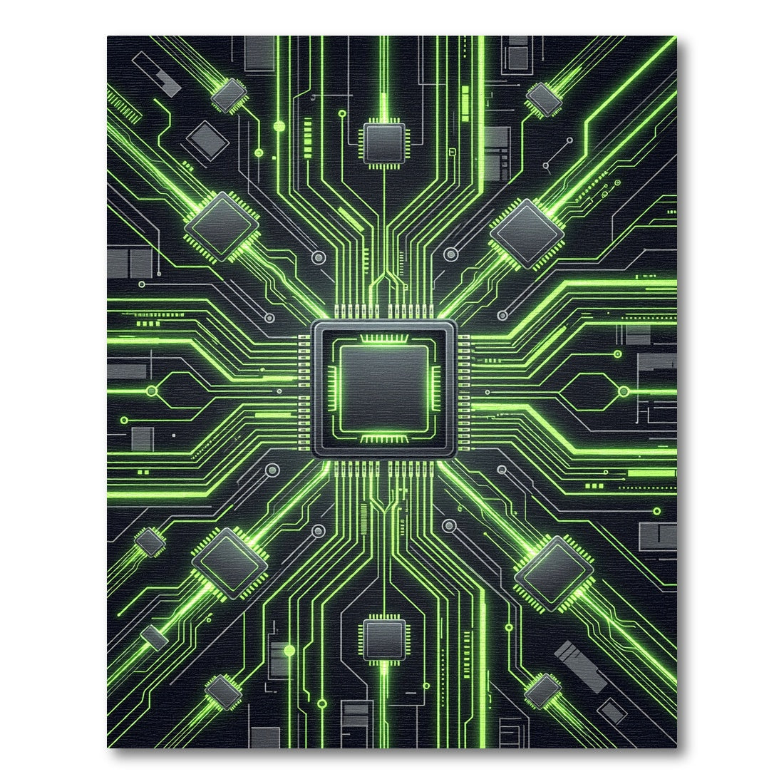 Neon Circuitry Cyber Grid Glow Rug