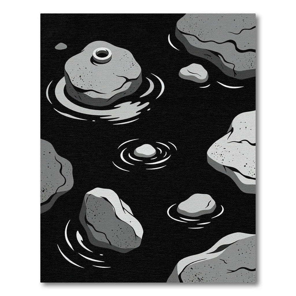 Monochrome Stone Ripples Water Rug