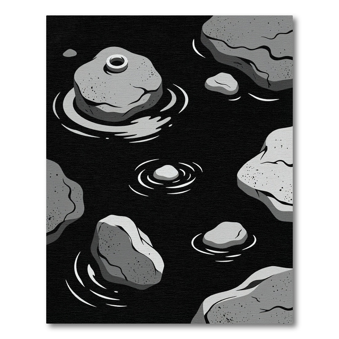 Monochrome Stone Ripples Water Rug