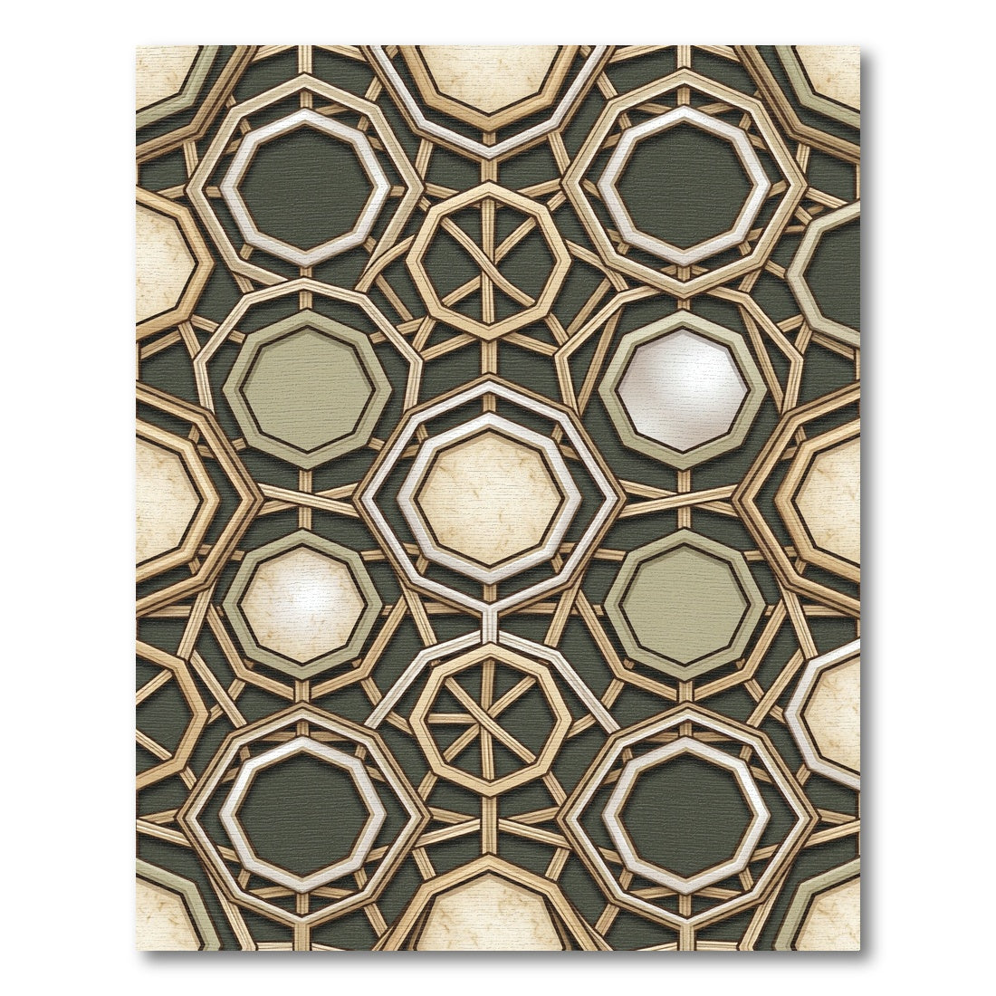 Geometric Octagon Wood Lattice Rug