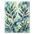 Lush Blue and Green Botanical Watercolor Rug