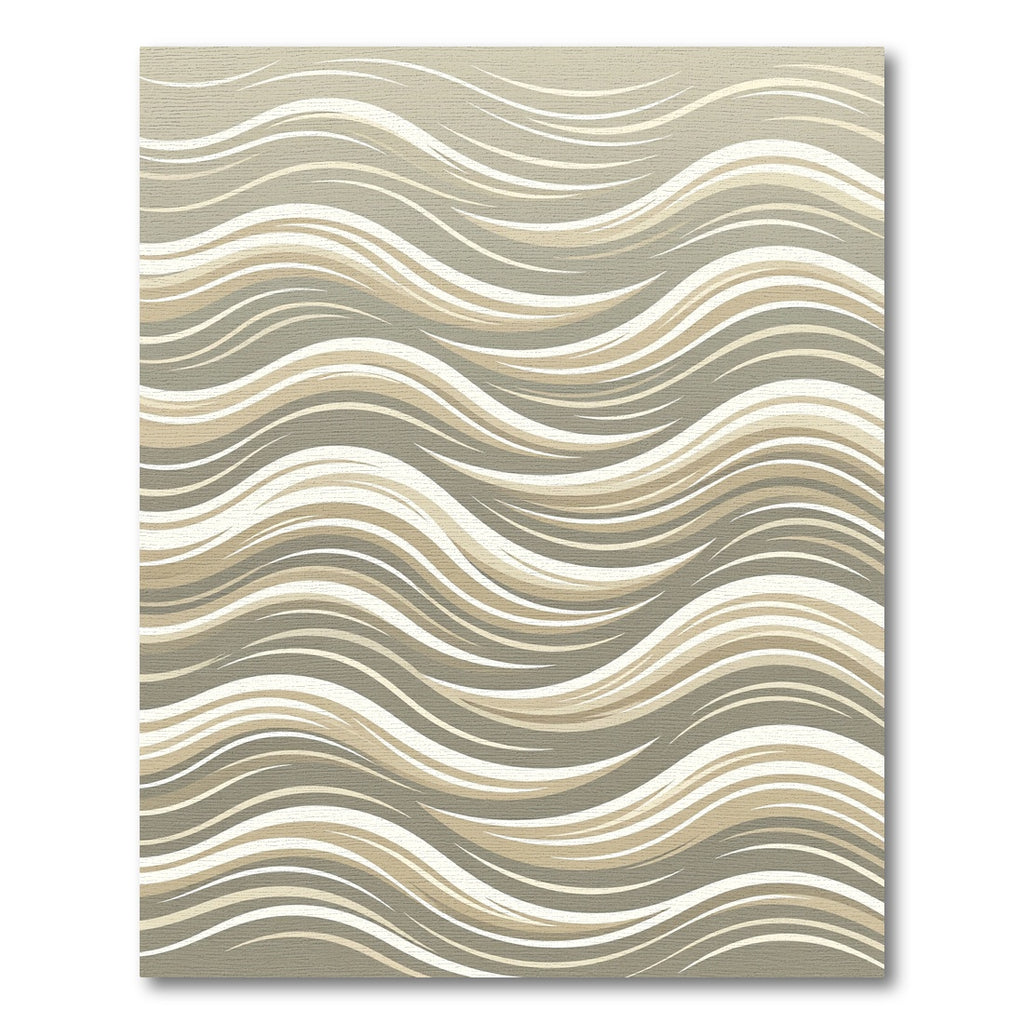 Gradient Beige Abstract Wave Rug