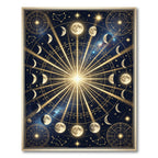 Celestial Gold Moon Phase Starry Night Rug