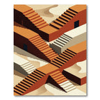 Geometric Orange Staircase Abstract Rug
