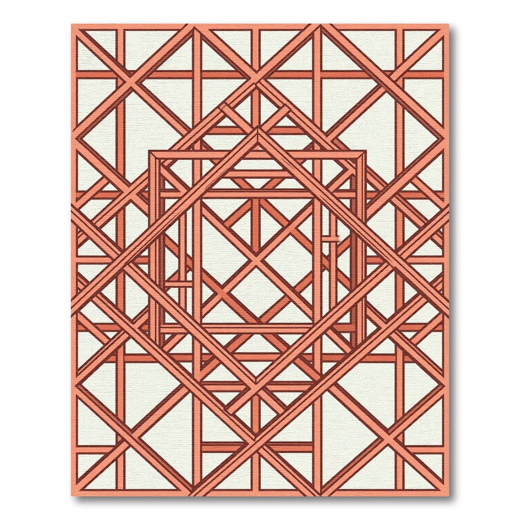 Coral Intersecting Square Lattice Rug
