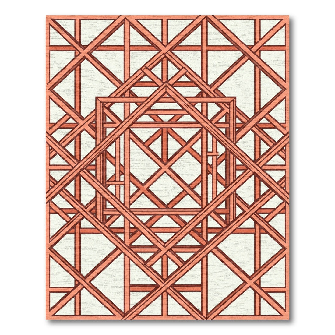 Coral Intersecting Square Lattice Rug