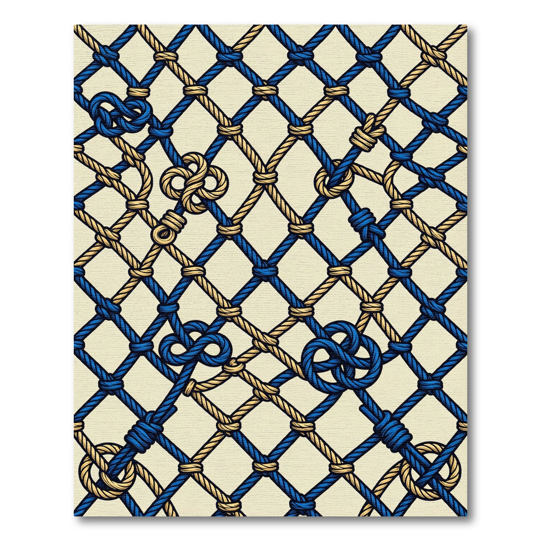 Navy and Gold Nautical Rope Lattice Rug