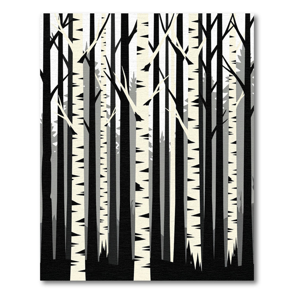 Minimalist Monochrome Birch Forest Grove Rug