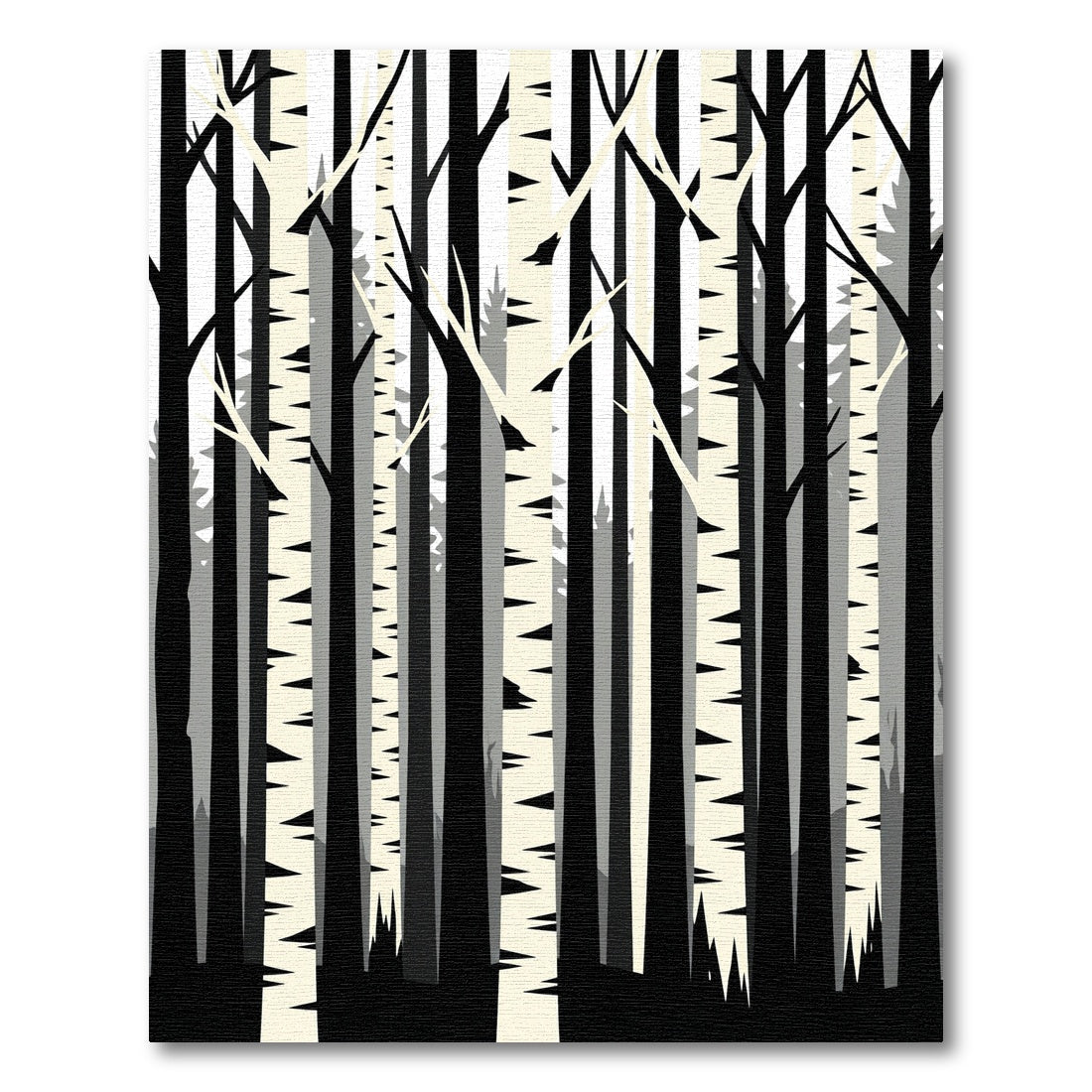 Minimalist Monochrome Birch Forest Grove Rug