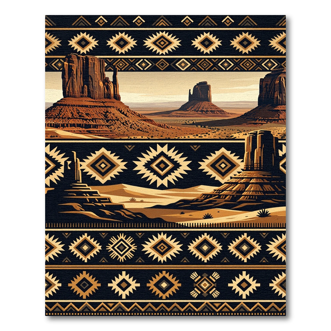 Southwestern Desert Landscape Geometric Rug