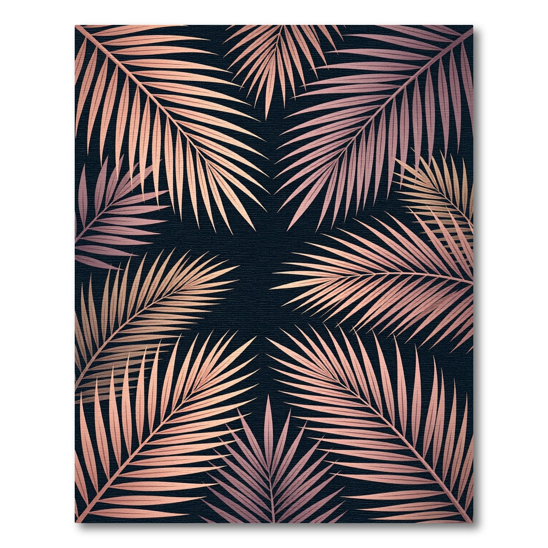 Rose Gold Palm Frond Pattern Rug