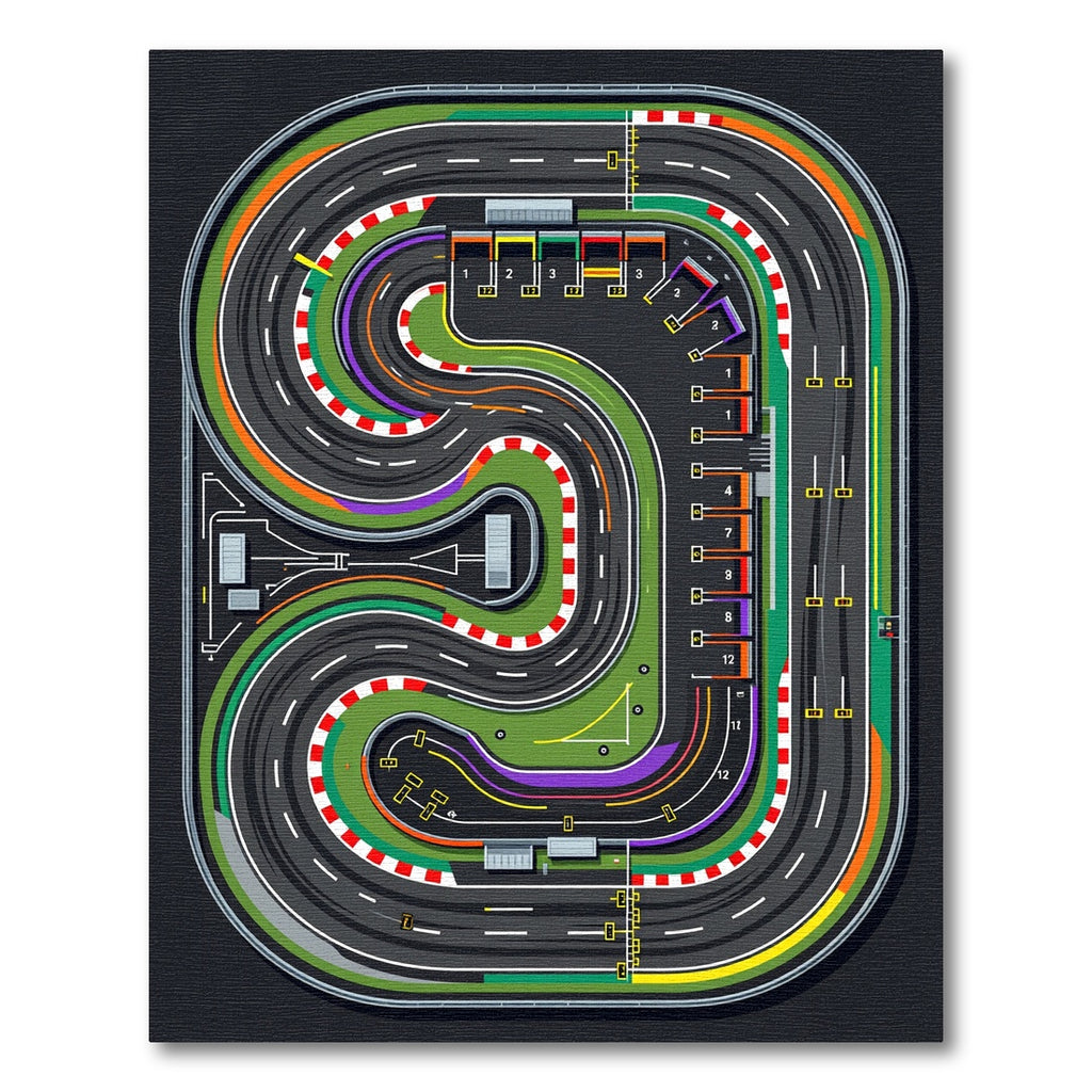 Vibrant Abstract Racing Circuit Track Rug