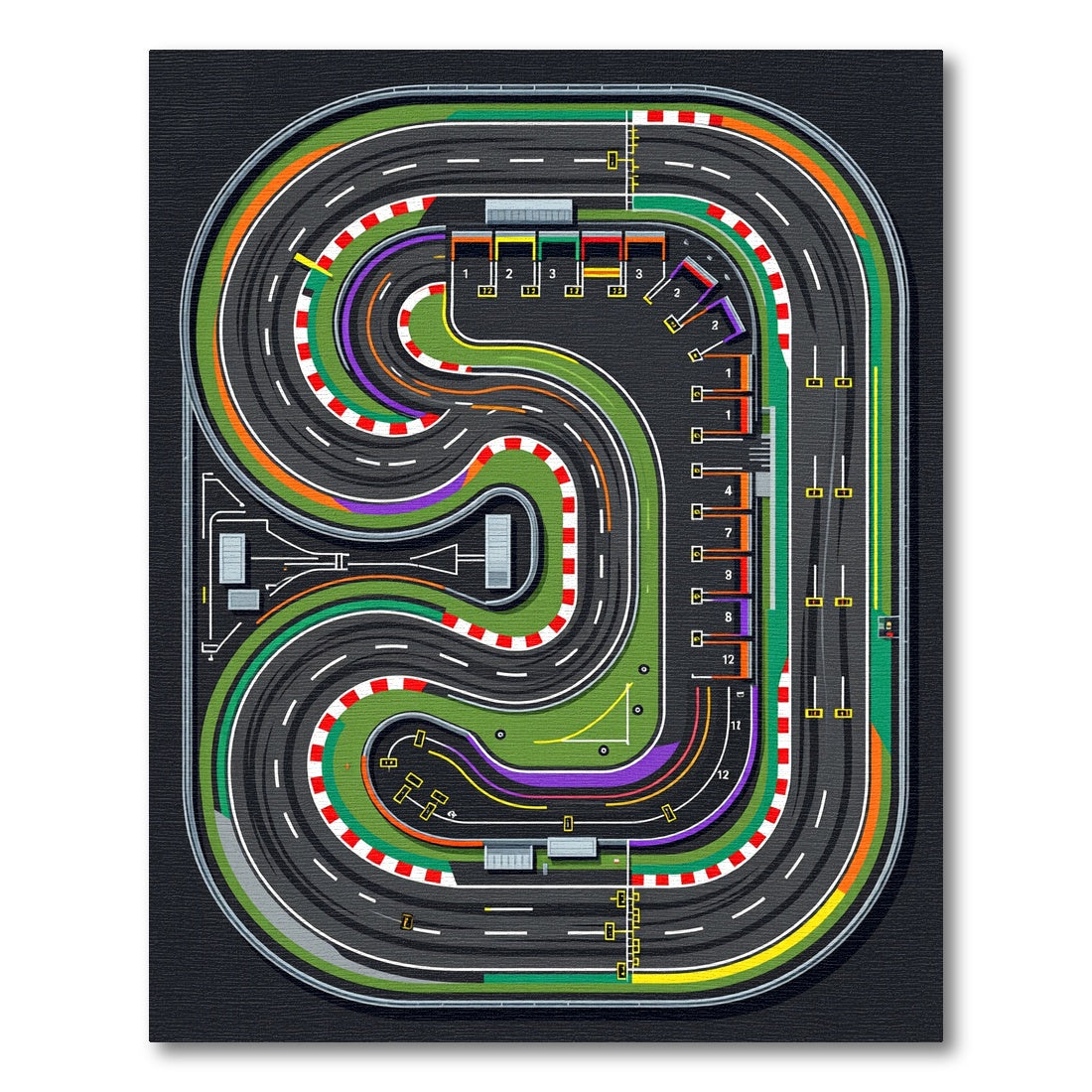 Vibrant Abstract Racing Circuit Track Rug