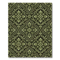 Ornate Green Damask Floral Medallion Rug