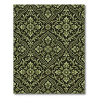 Ornate Green Damask Floral Medallion Rug