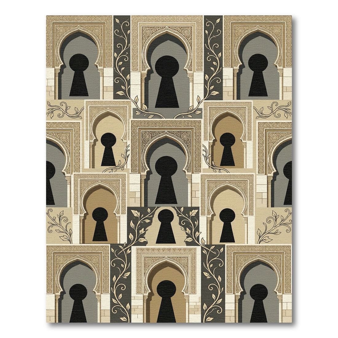 Architectural Keyhole Arch Pattern Rug