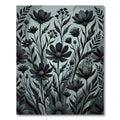 Monochromatic Charcoal Botanical Meadow Illustration Rug