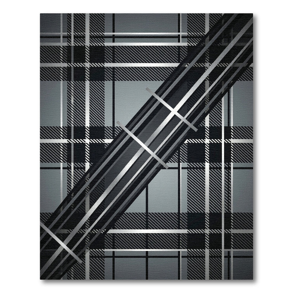 Gray Black Plaid Diagonal Stripe Rug