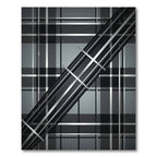 Gray Black Plaid Diagonal Stripe Rug