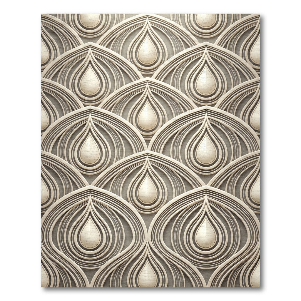 Elegant Cream Teardrop Layered Art Rug