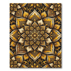Opulent Golden Floral Scroll Medallion Rug