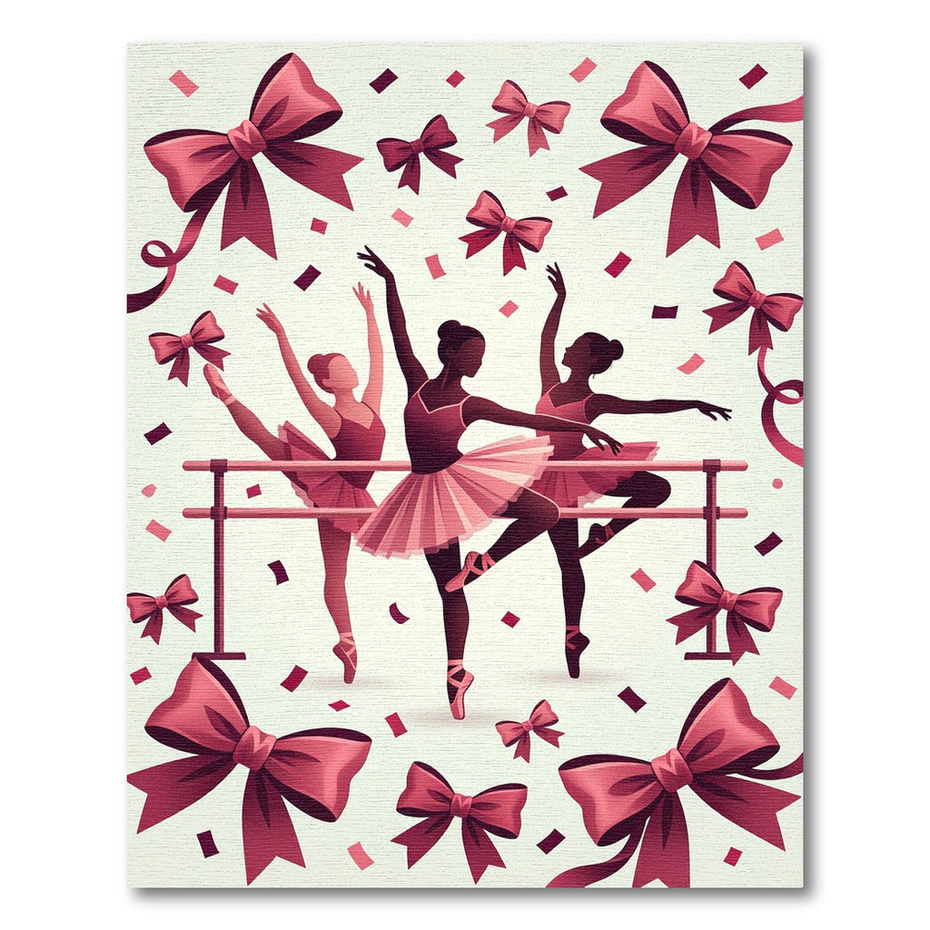 Velvet Pink Bows Ballet Dancers Rug