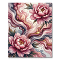 Elegant Pink Peony Watercolor Flow Rug