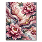 Elegant Pink Peony Watercolor Flow Rug
