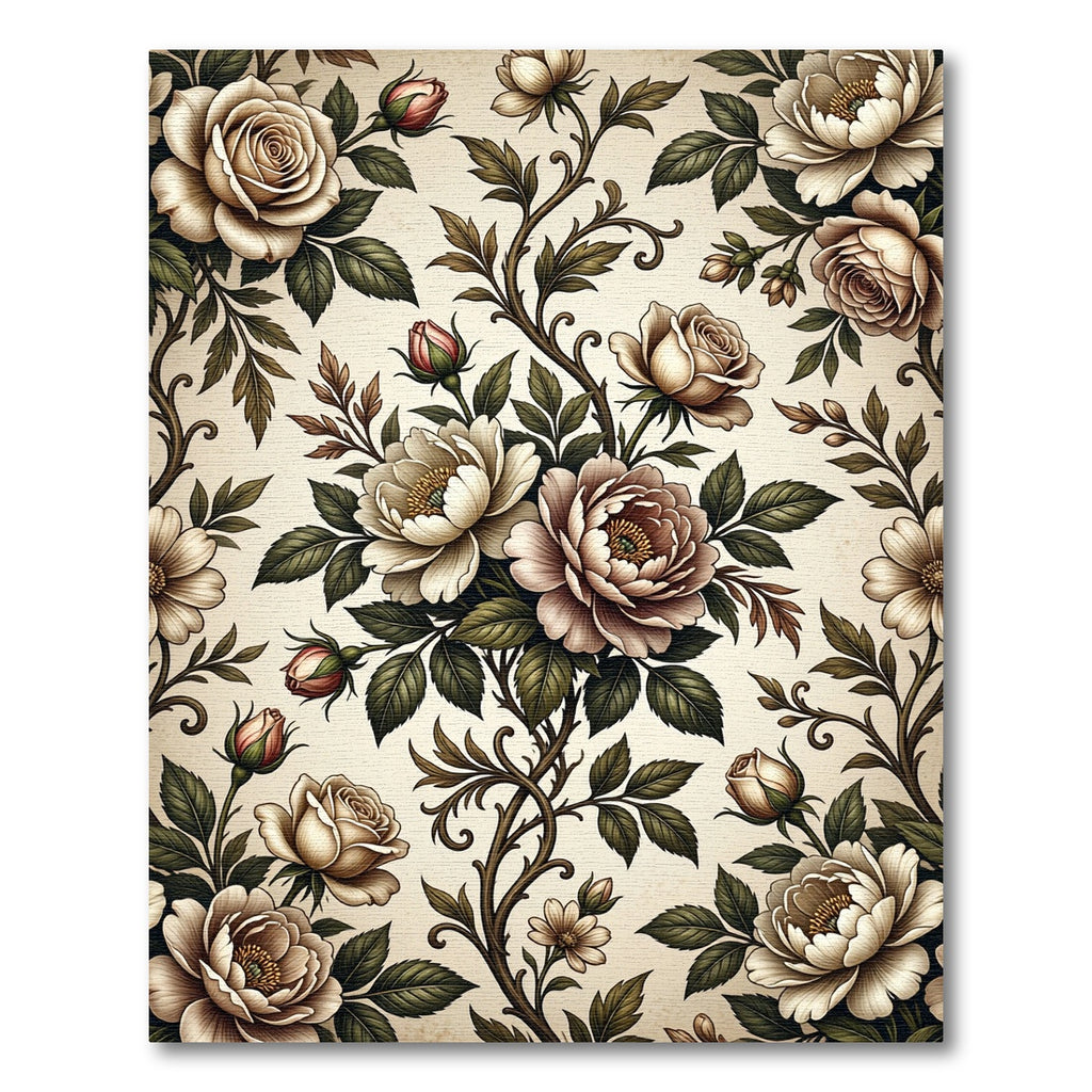 Vintage Ivory Floral Vine Rug