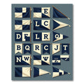 Navy White Checkerboard Alphabet Flags Rug