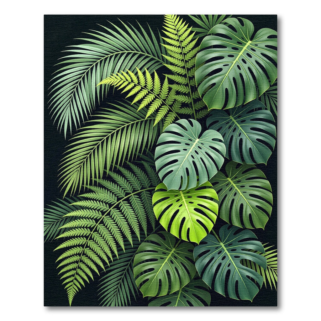 Vibrant Emerald Jungle Foliage Arrangement Rug
