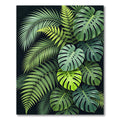 Vibrant Emerald Jungle Foliage Arrangement Rug