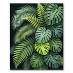 Vibrant Emerald Jungle Foliage Arrangement Rug