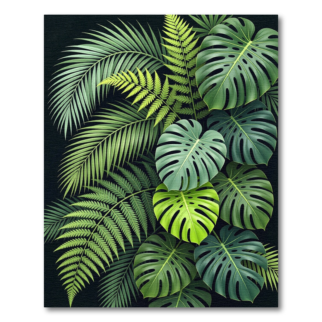 Vibrant Emerald Jungle Foliage Arrangement Rug