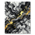 Modern Black and Gold Fluid Ink Rug