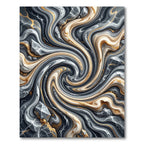 Abstract Swirl Gold And Gray Marble Rug