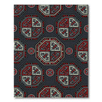 Gothic Crimson Charcoal Geometric Tile Rug