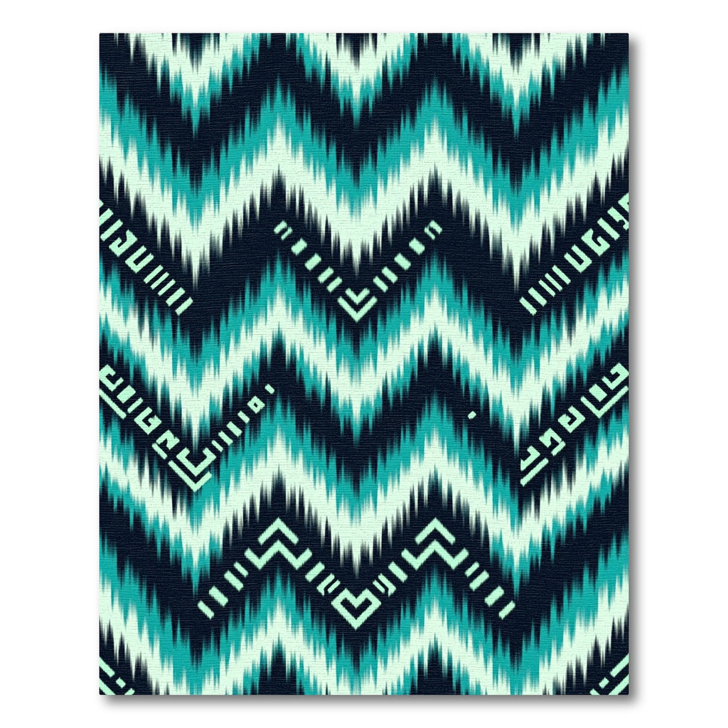 Teal and Dark Navy Chevron Ikat Rug
