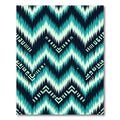 Teal and Dark Navy Chevron Ikat Rug