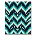Teal and Dark Navy Chevron Ikat Rug