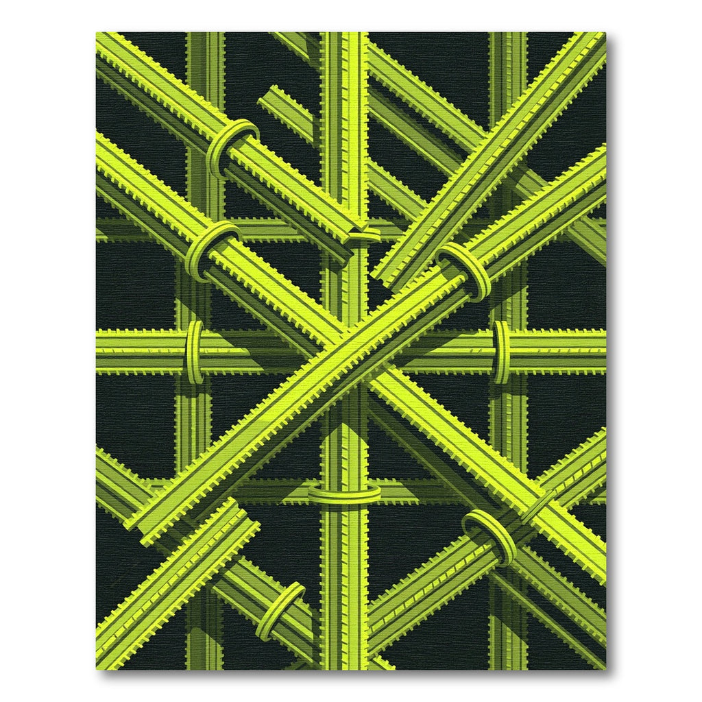 Lime Green Interlocking Geometric Tubing Rug